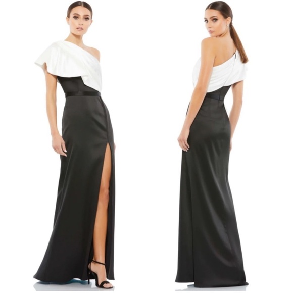 Mac Duggal Two Toned One Shoulder Satin Gown Size 4 NWT - Picture 4 of 7